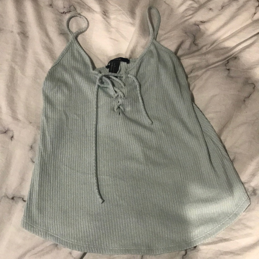Light blue lace up tank